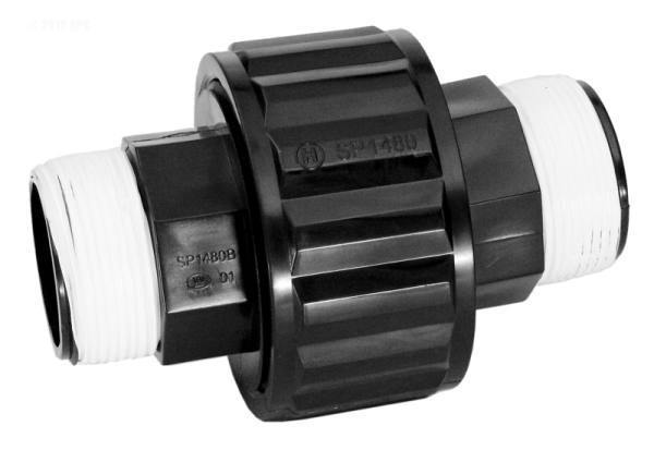 Self aligning union, 1.5" MPT, black - Yardandpool.com