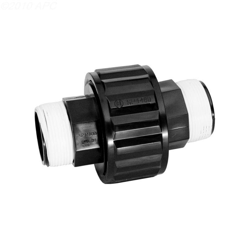 Self aligning union, 1.5" MPT, black - Yardandpool.com